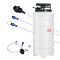 Bostome 4-gallon pneumatic/manual fluid extractor with white tank, hoses, and tubes.