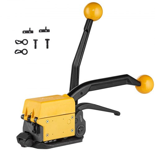 Bostome 3-in-1 steel strapping tool with ergonomic handle for tensioning, crimping, and cutting.