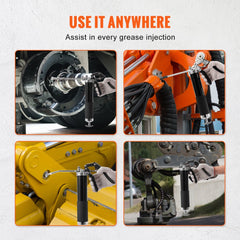 Bostome Pistol Grip Grease Gun with a heavy-duty carbon steel body and flexible hose.