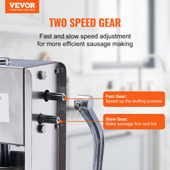 Bostome 7L vertical manual sausage stuffer in 304 stainless steel with ergonomic handles.