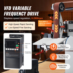 Bostome 72"x2" belt grinder sander with VFD and three grinding modes for versatile sanding tasks.