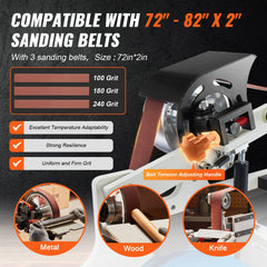 Bostome 72"x2" belt grinder sander with VFD and three grinding modes for versatile applications.