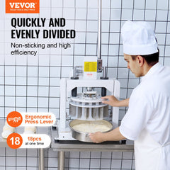 Bostome Manual Dough Divider with 18 pieces, stainless steel, and non-stick blades for even portions.
