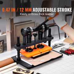 Bostome manual leather die cutting machine with a 10.2x5.9 inch embossing plate.