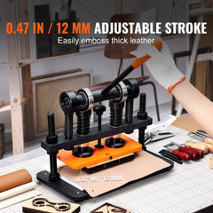 Bostome manual leather die cutting and embossing machine with a 10.2x4.7in plate.