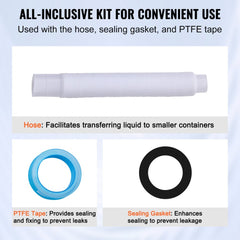 Hand-operated plastic drum pump with lever-action for transferring liquids from 5-55 gallon drums.