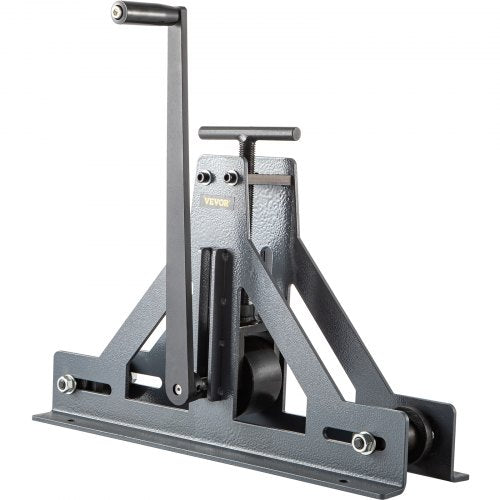 Manual square and rectangular tubing bender for 1-1/2 inch 14-gauge steel with triangular base and extended handle.
