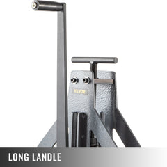 Manual tubing bender with long handle and triangular base for square and rectangular tubes.