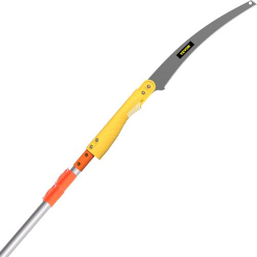 Bostome 10 ft extendable pole saw with 65 Mn steel blade for pruning trees.