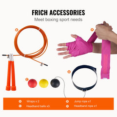 4ft unfilled PVC heavy punching bag set with gloves, chains, and jump rope for home workouts.