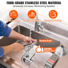 Manual stainless steel oil press machine with detachable parts for easy cleaning, shown in use.