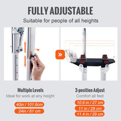 Adjustable aluminum drywall stilts in silver, suitable for painting and construction tasks.