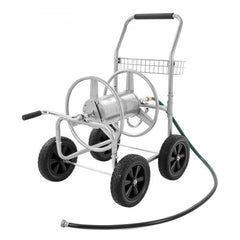 Heavy duty steel hose reel cart with 4 wheels and 250 ft 5/8 inch hose capacity