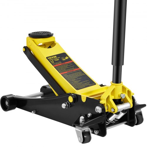 Bostome 3 ton low profile floor jack with dual piston pump and rubber saddle for vehicle maintenance.