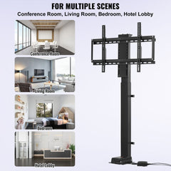 Motorized swivel TV lift for 32-70" TVs with remote control and adjustable height features.