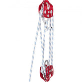 Bostome Twin Sheave Block & Tackle with double pulleys and 150ft polyester rope.