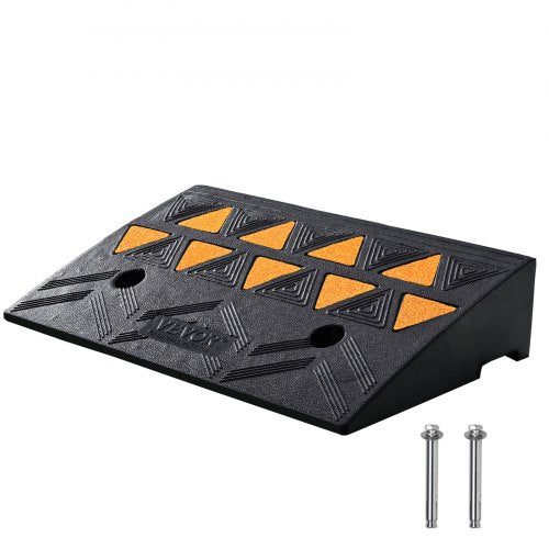 Heavy duty rubber curb ramp with 4.25" rise and 15-ton capacity for safe vehicle access.