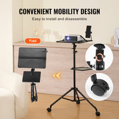 Bostome projector laptop stand with wheels, adjustable height from 31 to 67 inches.