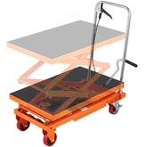 Bostome hydraulic scissor lift table cart with double scissor design and 330 lbs capacity.