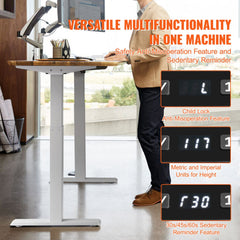 White dual motor electric standing desk frame with adjustable height and robust construction.