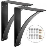 Matte black heavy-duty steel shelf brackets designed to support up to 450lbs.