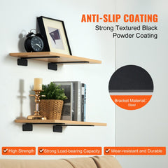 Matte black steel L shelf brackets with a 160 lbs load capacity, sold in a 6-pack.