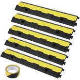 Rubber cable protector ramp with dual channels, designed for heavy loads and outdoor use.