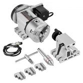 Bostome CNC Dividing Head with K11-100mm 3-Jaw Chuck and Nema23 stepper motor for precision machining.