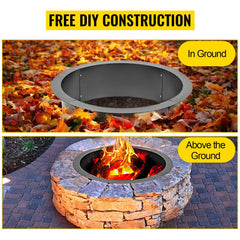 Bostome 42" fire pit ring made of heavy-duty Q235 steel with a rust-resistant finish.