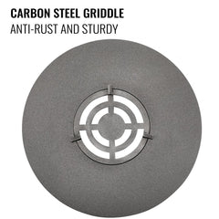 Bostome 40" carbon steel BBQ griddle grate with dual-way design and three egg rings included.