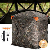 Bostome 270° see-through hunting blind with three large mesh windows for panoramic visibility.