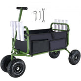 Foldable beach fishing cart with 11-inch balloon wheels and 300 lbs capacity for gear transport.