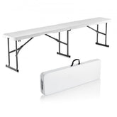 Bostome 6ft plastic folding bench with a lightweight design and heavy-duty iron legs.