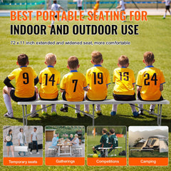 Portable 6ft plastic folding bench with lightweight design and heavy-duty iron legs.