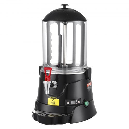 Electric hot chocolate dispenser with a 10L capacity and stainless steel construction.