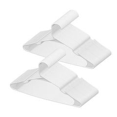 Bostome 50-pack of white plastic hangers with ultra-thin, non-slip design for secure clothing storage.
