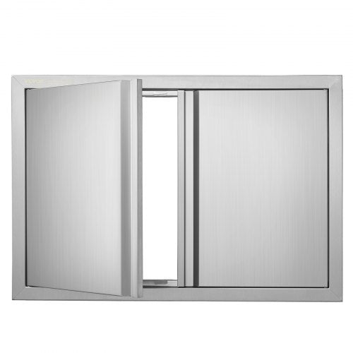 Stainless steel double access door for outdoor kitchens, measuring 28"x19" with a sleek design.