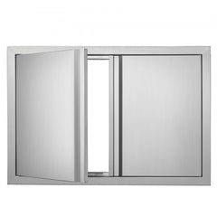 Stainless steel double access door for outdoor kitchens, measuring 28"x19" with a sleek design.