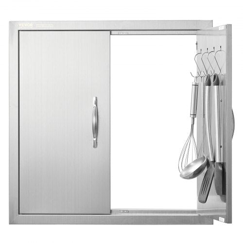 Stainless steel double access door, 24"x24", flush mount with concealed handle and magnetic closure.