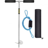 Bostome 18" sand anchor made of 316 stainless steel with a foam-grip handle and bungee line.