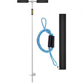 Bostome 36" sand anchor made of 316 stainless steel with a removable handle and bungee dock line.