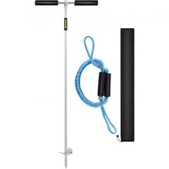 Bostome 36" sand anchor made of 316 stainless steel with a removable handle and bungee dock line.