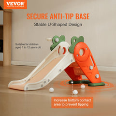 Bostome toddler slide with basketball hoop, featuring anti-slip steps and a stable base.