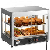 2-tier countertop pizza display cabinet with adjustable shelves and digital temperature control.