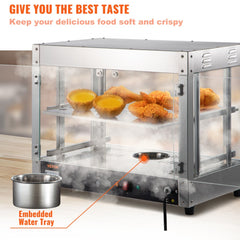 2-tier countertop pizza display cabinet with adjustable shelves and digital temperature control.