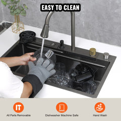 Black 9-cup food processor with 600W motor, chopping, slicing, and shredding blades.