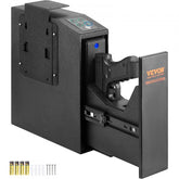 Wall-mounted biometric pistol safe with fingerprint scanner and durable steel construction.