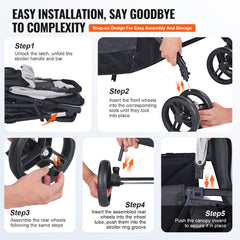 Gray and black lightweight twin tandem double stroller with adjustable seats and canopies.