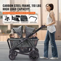 Bostome All-Terrain Stroller Wagon with two seats, canopies, and all-terrain wheels.