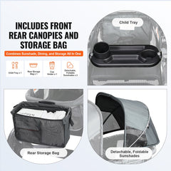 Bostome All-Terrain Stroller Wagon with two seats, foldable design, and all-terrain wheels.